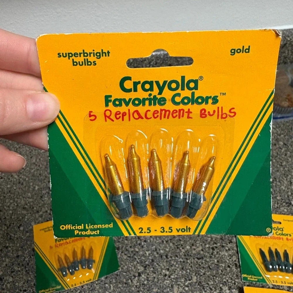 Vintage 1996 Crayola Christmas Light Replacement Light Bulbs Gold Turquoise Blue